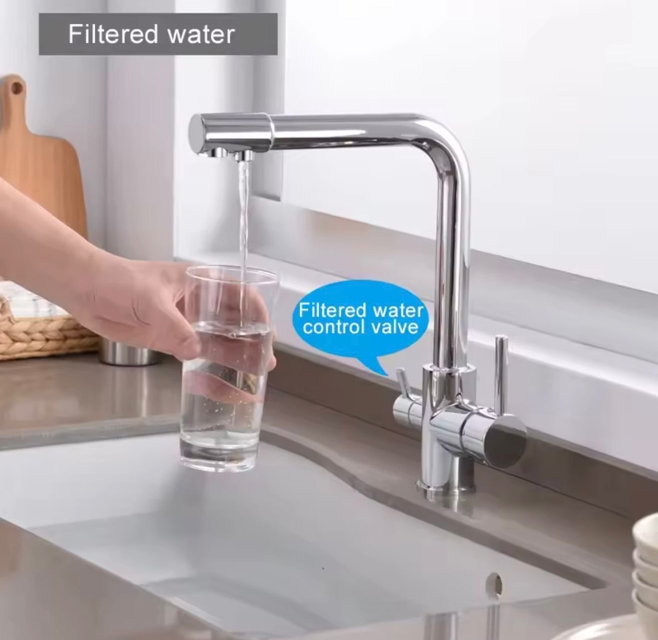 Pure4Sure Chrome 3-Way Kitchen Faucet - Image 4